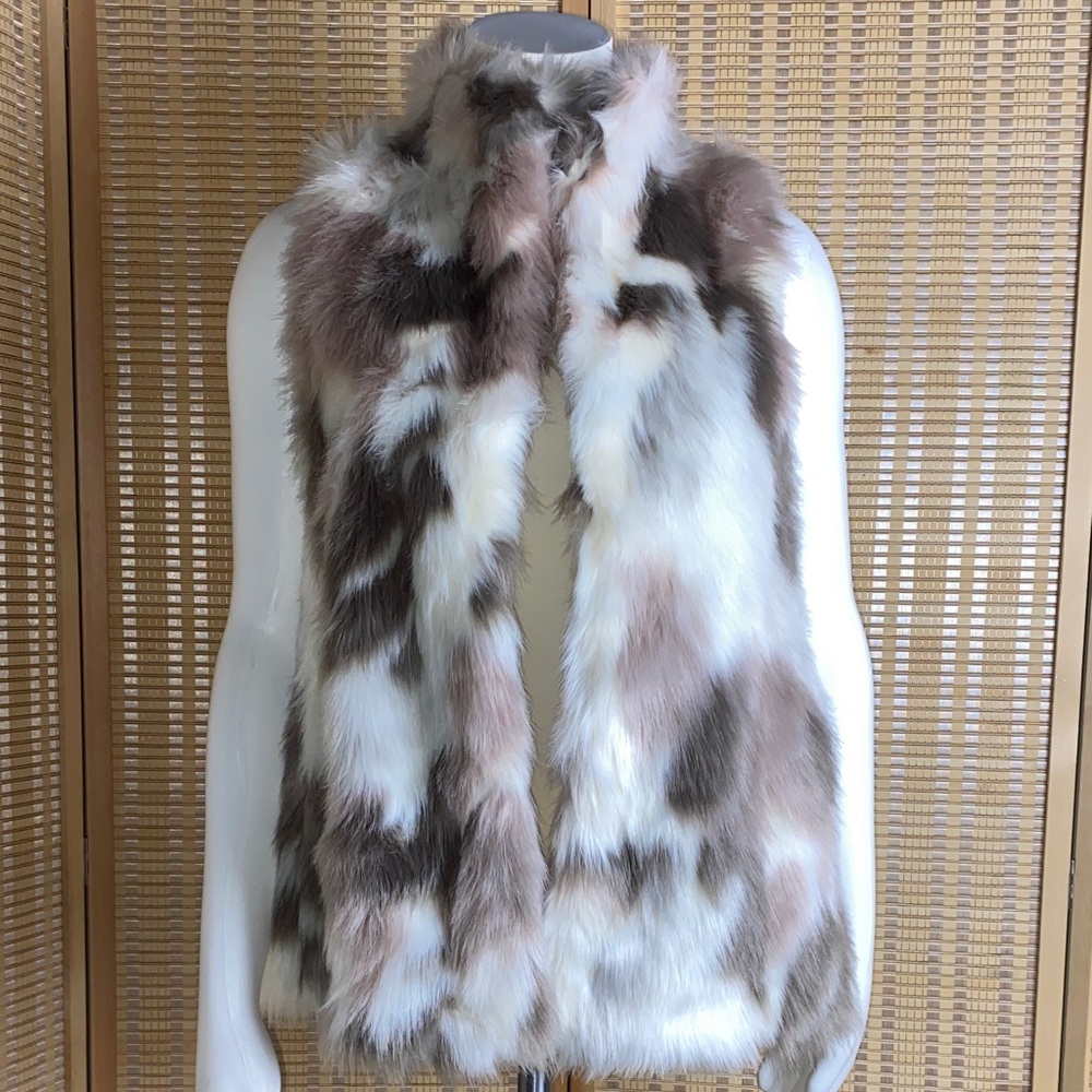 Express Multi Colored Faux Fur Vest Size XS